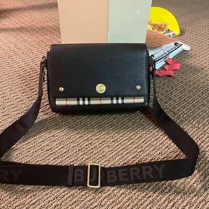 Burberry Black Note Vintage Check Crossbody Bag